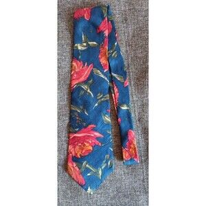 Tie 70s 80s 90s Y2K Mens George Machado Blue Red Green Floral 3.75 Wide 58 Long